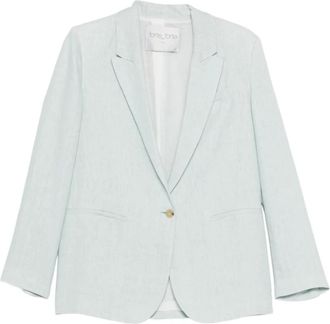 Forte_Forte My Jacket Plume - Dames - Blazers - Blauw - M - Leer - Jassen