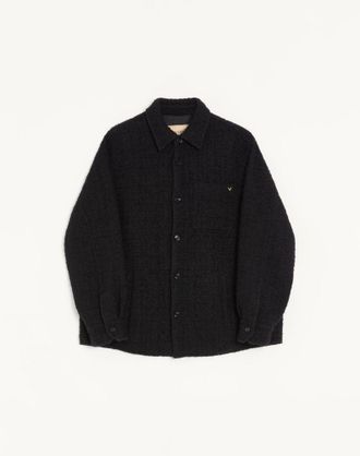 Valentino Valentino Cotton Tweed Shirt Jacket With Vgold Man BLACK 44