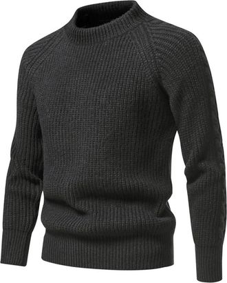 Generic Mens Knitted Jumpers, Chunky Fisherman Jumper, Crew Neck Cotton Sweater, Thick Thermal Pullover Knitwear Raglan Sleeve Work Jumper Golf Sweater Autumn