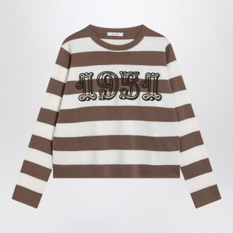 Max Mara Striped Wool Sweater With Embroidery