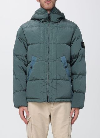 Stone Island Piumino corto in nylon riciclato con cappuccio e logo Compass