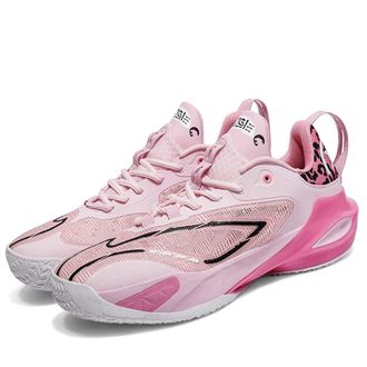 Generic Unisex Basketball Shoes Breathable Rebound Anti Slip Wear-Resistant Shock-Absorbing Fashionable Sports Boots Walking Shoes(Pink,4.5 UK)