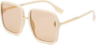 Generic Trendy Womans Square Large Frame Sunglasses Mens Sports Vacation Commuter Sun Glasses(Beige)