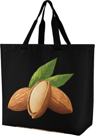 Generic Almond Reusable Shopping Bags Large Capacity Grocery Bag Heavy Duty Tote for Women 40x40x16cm