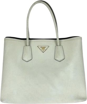 Prada Pre-owned Tote Bags, female, White, Size: ONE SIZE Pre-owned Saffiano Leather Tote Bag