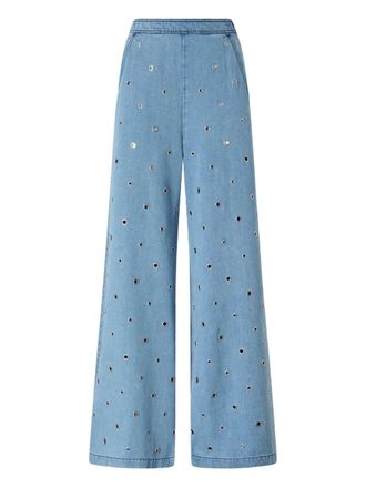 Pinko grommet-embellished palazzo pants - Blue