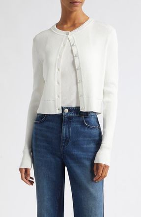 Toccin Zoe Crop Fitted Cardigan in Optic at Nordstrom, Size X-Small