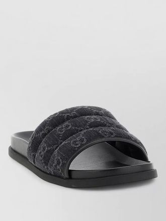 Gucci gg denim slides open toe design
