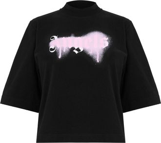Palm Angels Womens Tee in Black Pink - Size 16 UK