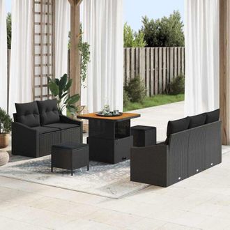 vidaXL Vidaxl - Conjunto De Sof&aacute; De Jard&iacute;n 8 Pcs Negro 80 X 80 X 71 Cm
