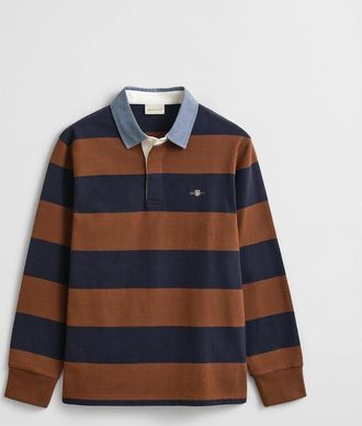 GANT Mens GANT Mens Regular Fit Chambray Stripe Heavy Rugger - 229 Mahogany Brown - Size: 40