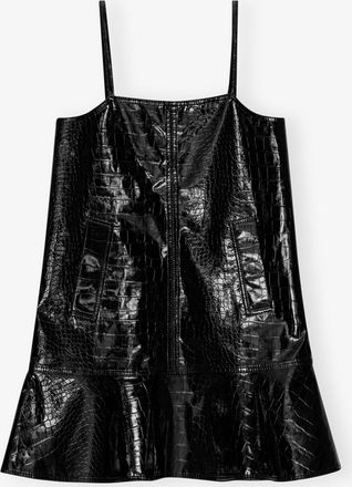 Ganni Black Future Coated Mini Dress