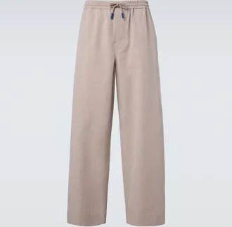 Loewe Pantalones anchos de lana y algod&oacute;n