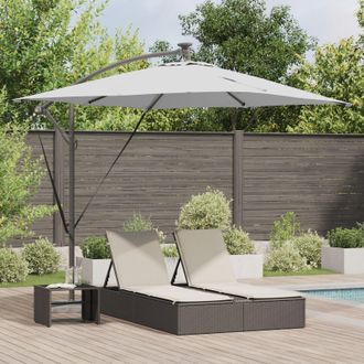 Berkfield Home Cantilever Banana Parasol with Lock Sand 249 x 249 x 250 cm in Brown