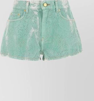 Ganni high-waisted denim shorts featuring tie-dye effect