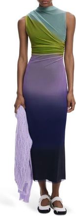 Desigual Ombré Print Sleeveless Ruched Maxi Dress in Purple at Nordstrom, Size X-Large