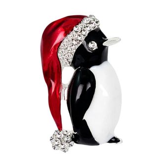 Generic Cute Penguin Brooch Pins Women Rhinestone Breastpins Scarf Shawl Clips Xmas Gift Clever Design Multicoloured