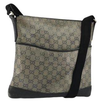 Gucci Pre-owned Cross Body Bags, female, Blue, Size: ONE SIZE Pre-owned Vintage GG Canvas Shoulder Bag