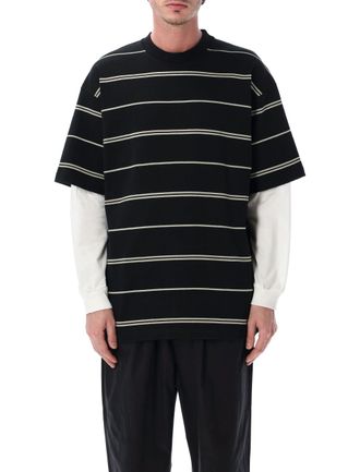 Comme Des Gar&ccedil;ons Layered Black White Striped Tee