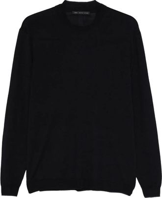 low brand crew-neck panelled sweater - Black