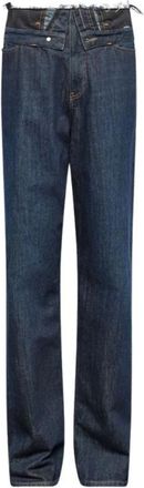 Maison Margiela Raw Edge Waist Denim Jeans - Dames - Loose Fit Jeans - Blauw - W28 - Denim - Jeans