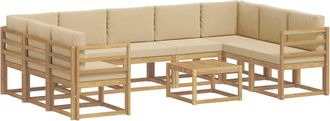 vidaXL Conjunto De Sof&aacute;s De Exterior 10 Uds. Y Beige Poli&eacute;ster Vidaxl