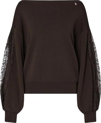 Liu Jo Jersey de cuello ancho con inserciones de encaje - Knitwear - Mujer - Marr&oacute;n - M