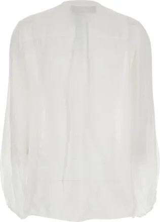 Bazar Deluxe Womens Shirt With Classic Collar, White Ramie Glass Blouses