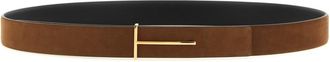 Tom Ford Brown Slim T Reversible Textured Belt