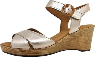Gabor womens wedge sandals, womens sandals, best fitting, summer shoes, casual shoes, open shoes, beach shoes, wedge heels, powder, 38.5 EU / 5.5 UK
