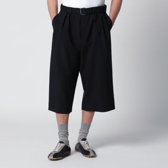 Dries Van Noten Pantaloni larghi cropped neri in misto lana