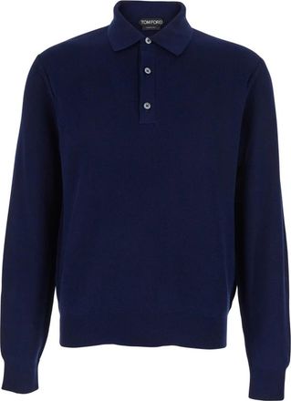 Tom Ford Polo Silk Cotton ML - Heren - Polos - Blauw - L - Katoen - Tops