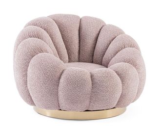 Konte Design Sill&oacute;n giratorio de tela efecto boucl&eacute; rosa antiguo