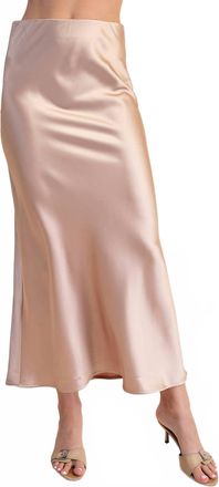 Glam Satin Midi Skirt In Taupe