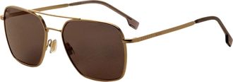 HUGO BOSS Mens 57mm Matte Gold Sunglasses