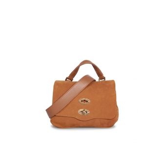 Zanellato Bruine su&egrave;de Postina tas met draaislot - Dames - Handtassen - Bruin - ONE Size - Su&egrave;de - Tassen