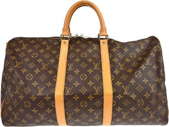 Louis Vuitton Keepall Bandouliere Bag Monogram Canvas Brown Canvas Handbag (Pre-Owned)