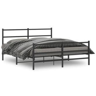 Berkfield Home Metal Bed Frame without Mattress with Footboard&not;Black 150x200cm in Black | Size: 150x200 cm