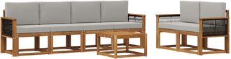 vidaXL Conjunto De Sof&aacute;s De Exterior 6 Uds. Natural Y Gris Claro Vidaxl
