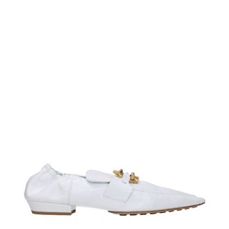 Bottega Veneta Madame Damens Wei&szlig;e Leder-Loafer