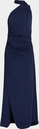 SIMKHAI Moira Draped Mock-Neck Jersey Gown