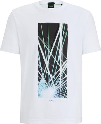 HUGO BOSS Mens Tee 6 Short Sleeve Graphic T-Shirt, White