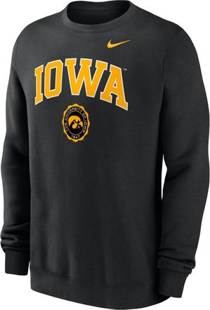 Nike Iowa Hawkeyes Arched Seal Nike Mens College Pullover Crew in Black | NKPU912ZIA-L8X