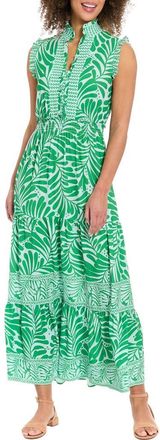 London Times Ruffle Tiered Maxi Dress in Sky Blue/Kelly Green at Nordstrom Rack, Size 10
