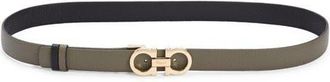 Ferragamo Donna Leather Belt in Verde Olivo /Nero at Nordstrom, Size 90