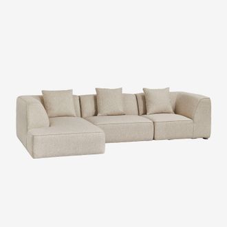 Sklum Sof&aacute; Modular Chaise Longue Izquierdo De 3 Piezas Tapizado Cardea Sklum