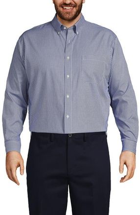 Lands End No Iron Supima Cotton Pinpoint Buttondown Collar Dress Shirt in Rich Sapphire Check at Nordstrom, Size 15.5 - 33