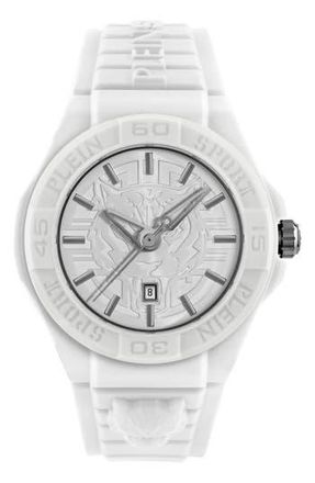 Plein Sport New Fearless Silicon Strap Watch, 46mm in White at Nordstrom Rack