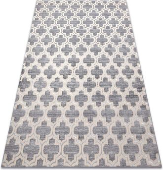 RugsX Rugsx - Alfombra Core W6764 Enrejado Tr&eacute;bol Marroqu&iacute; - Estructural, Dos Niveles De Vell&oacute;n, Gris / Crema Grey 80x150 Cm
