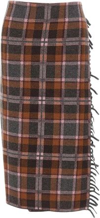 Guest In Residence Tartan Wrap Midi Rok - Dames - Midirokken - Veelkleurig - L - Wol - Rokken